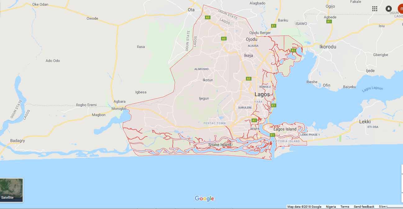 Map of Lagos city: postcode.com.ng